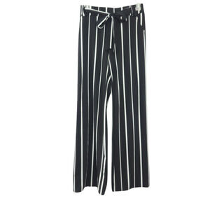 Joe B. Black and White Stripe Wide Leg Pants Small, Waist Tie, Stretchy Waist